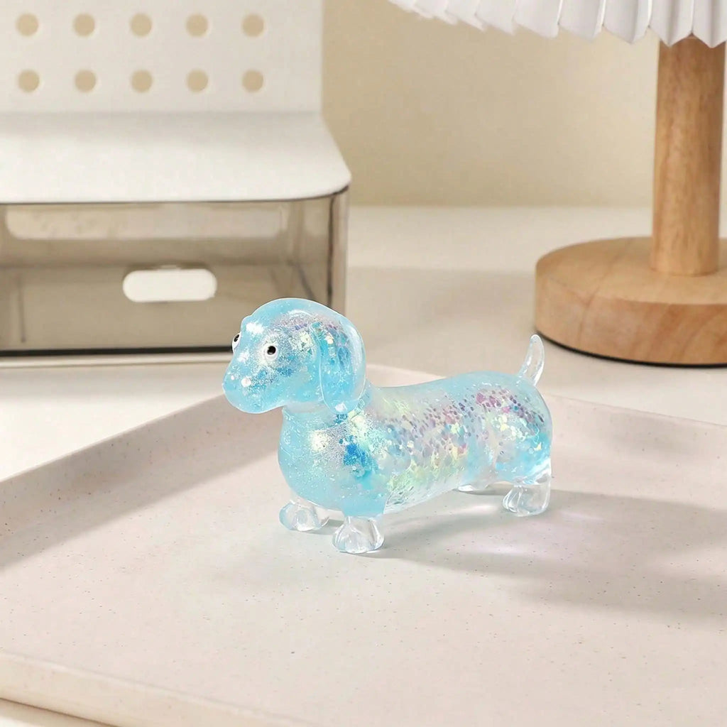 Creative Sparkling Powder Sausage Dog Pinch Soft Maltose Texture Stress Relieving Toy Slim Fingertip Toy for Kids Office Worker