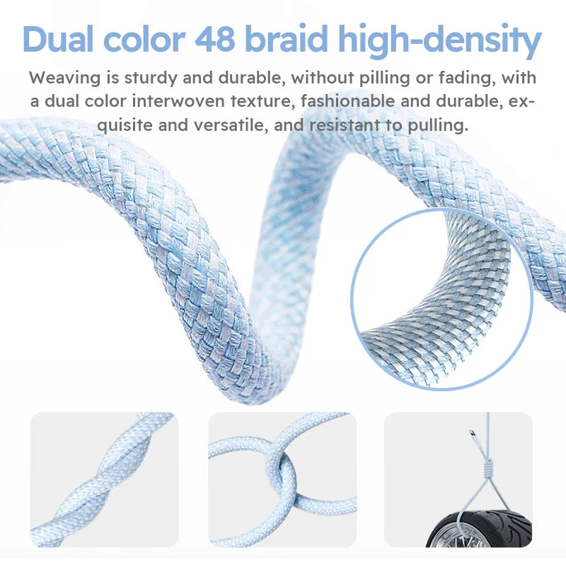 3PCS 6FT 60W Nylon Braided Fast Charge Cable Suitable For Type-C Interface Mobile Phone,laptops And All Kinds Of Tablets