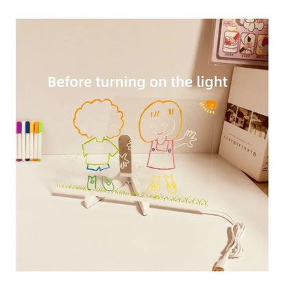 LED Light Up Doodle Pad Reusable Erasable Fluorescent Drawing Board Kids Art Painting Toy Party Gift