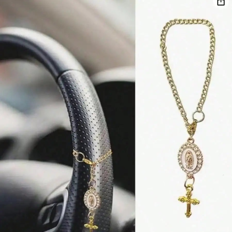 1pc Steering Wheel Decor, 15cm Adjustable Length, Minimalist, Cute, Creative Rosary Bead Car Pendant Accessory, Unique Fashion Car Hanging Decoration
