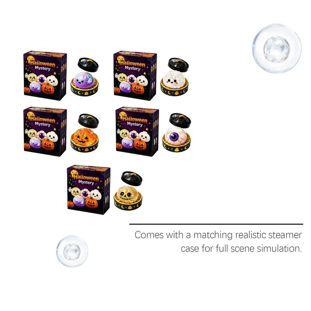 5.5 cm Halloween Dumpling Squishy Toy in Steamer, Slow-Rising Squeeze Toy