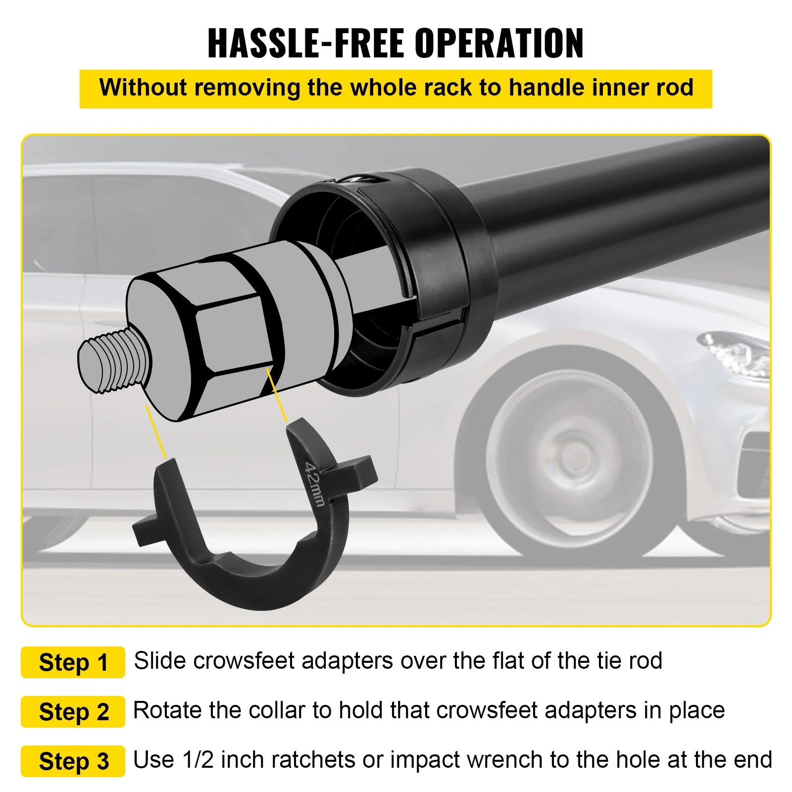 SucceBuy Inner Tie Rod Tool Kit 12 Pcs Tie Rod Removal Tool 12 Pcs Crowfoot Adapters Master Inner Tie Rod Tool Set Tie Rods Tool