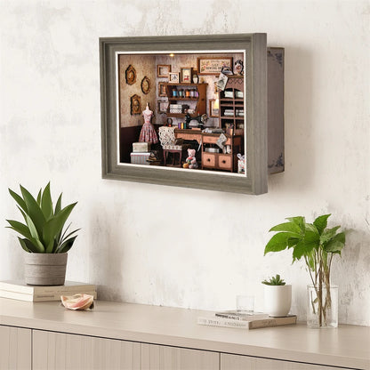 Robotime Book Nook Kit Tailor's Shop DIY Wooden Puzzle Bookshelf Insert Decor Gift for Adults Teens