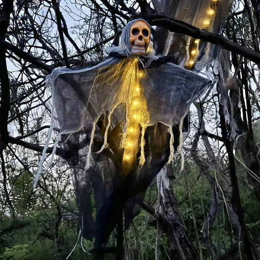 Halloween Hanging Skull Ghost Decoration – Light or No-Light Options