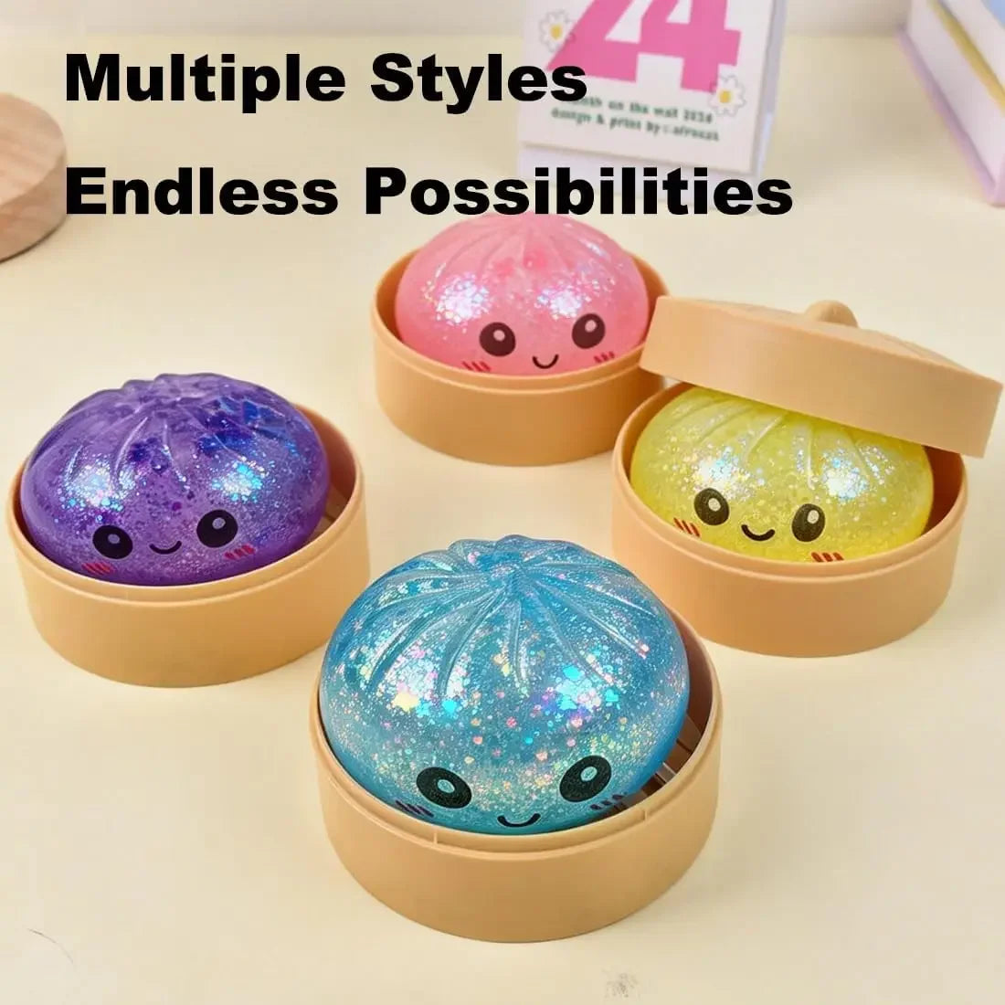 Dumpling Squishy Toy Slow Rising Maltose Fidget Random Color 1/2/4/12 Pack