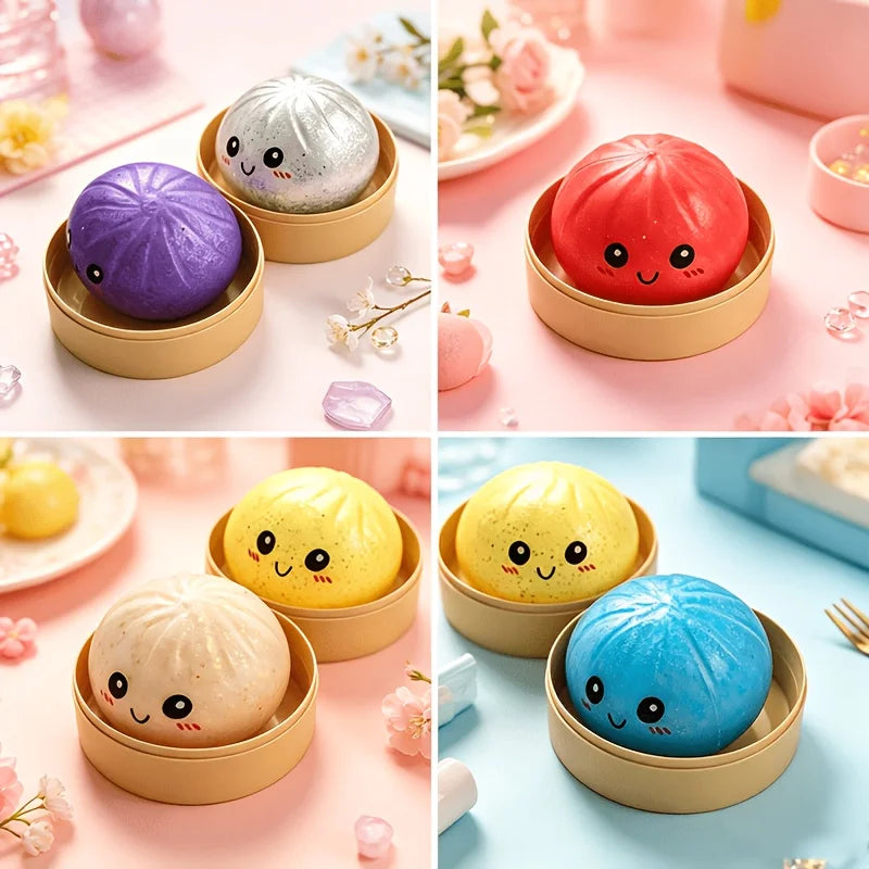2026 New Style Simulated Super Soft Steamed Bun Gift Cute Squishy Squeeze Desk Decor for Anxiety Relief Fluffy Slow Rebound Squishies Pocket Stress Helper