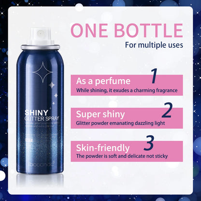 60ml Shiny Silver Glitter Spray High Gloss Glitter Powder Spray Waterproof Shiny Powder Makeup for Body Face Highlight Makeup