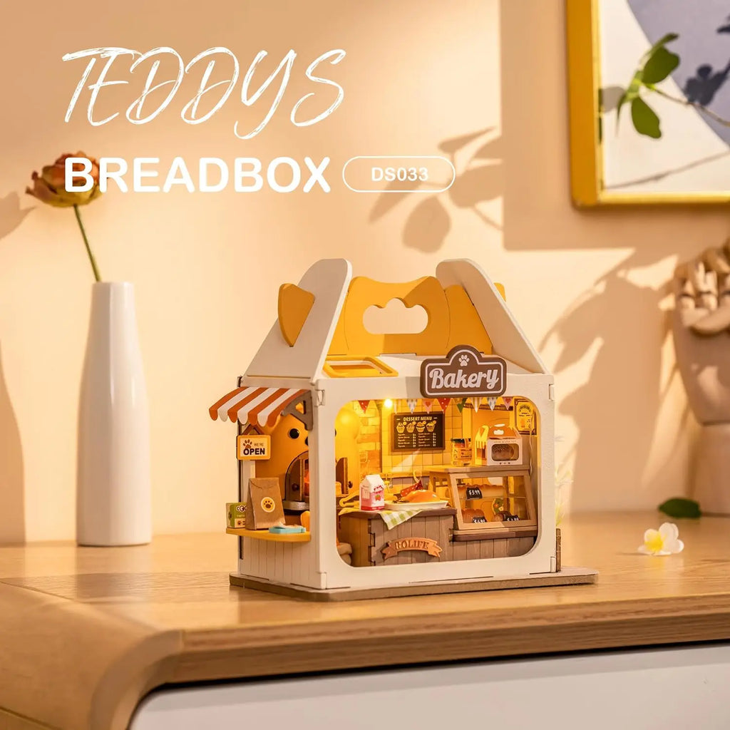 Robotime Rolife Food Box Shop DIY Miniature Dollhouse Kit with LED Diorama Building Set Gift Adults