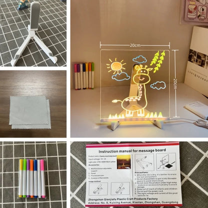 LED Light Up Doodle Pad Reusable Erasable Fluorescent Drawing Board Kids Art Painting Toy Party Gift