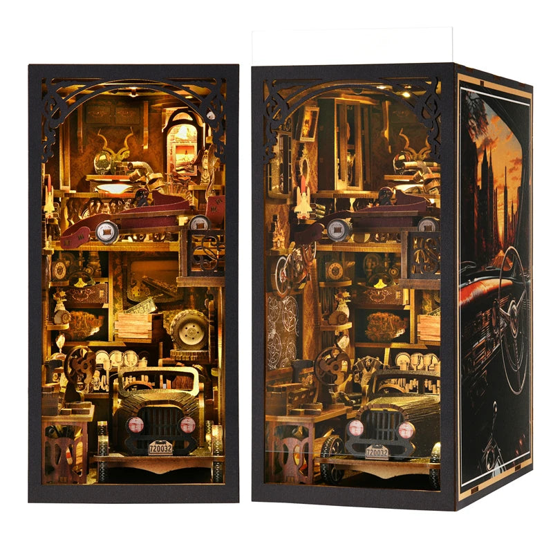Robotime Book Nook Kit Classic Car F1 DIY Wooden Puzzle Bookshelf Insert Decor Gift Adults Teens