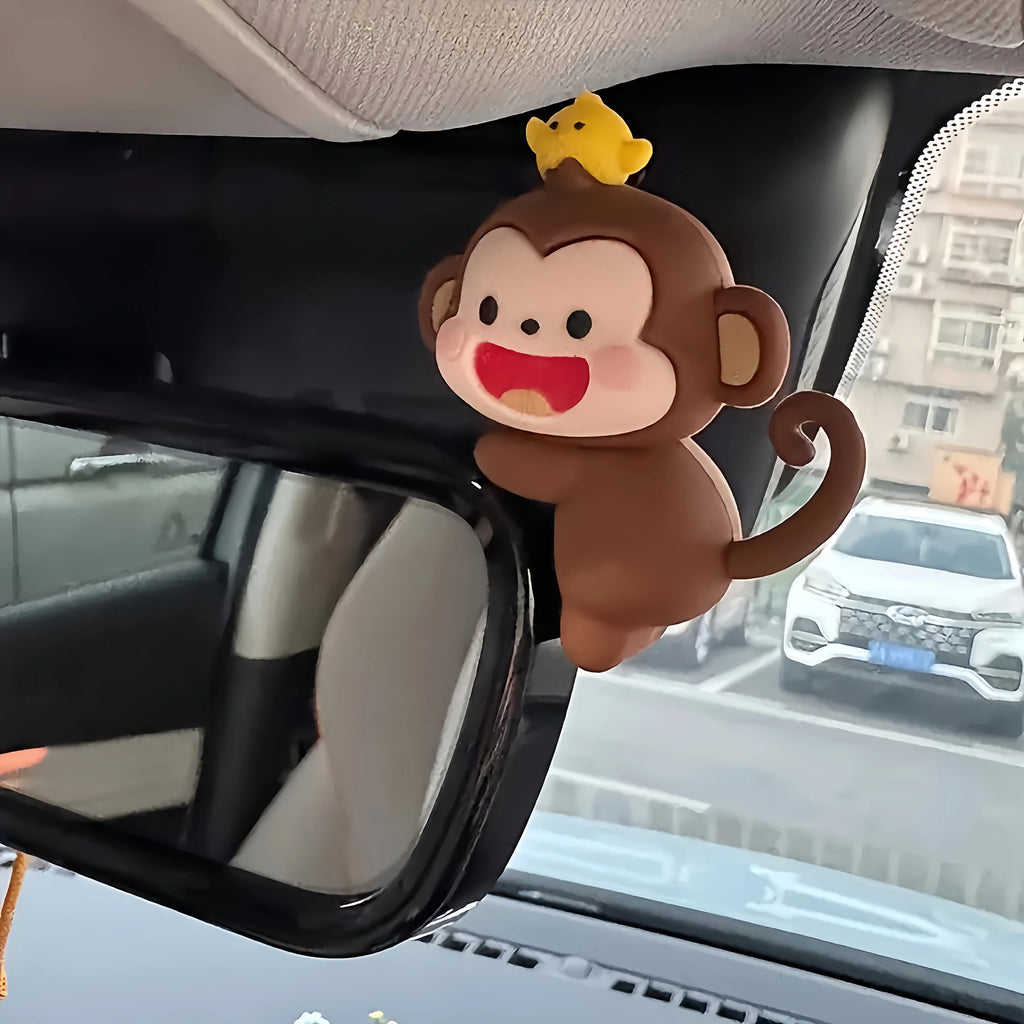 1/2pcs Cute Mini Monkey Car Pendant - PVC material, suitable for rearview mirror and dashboard decoration