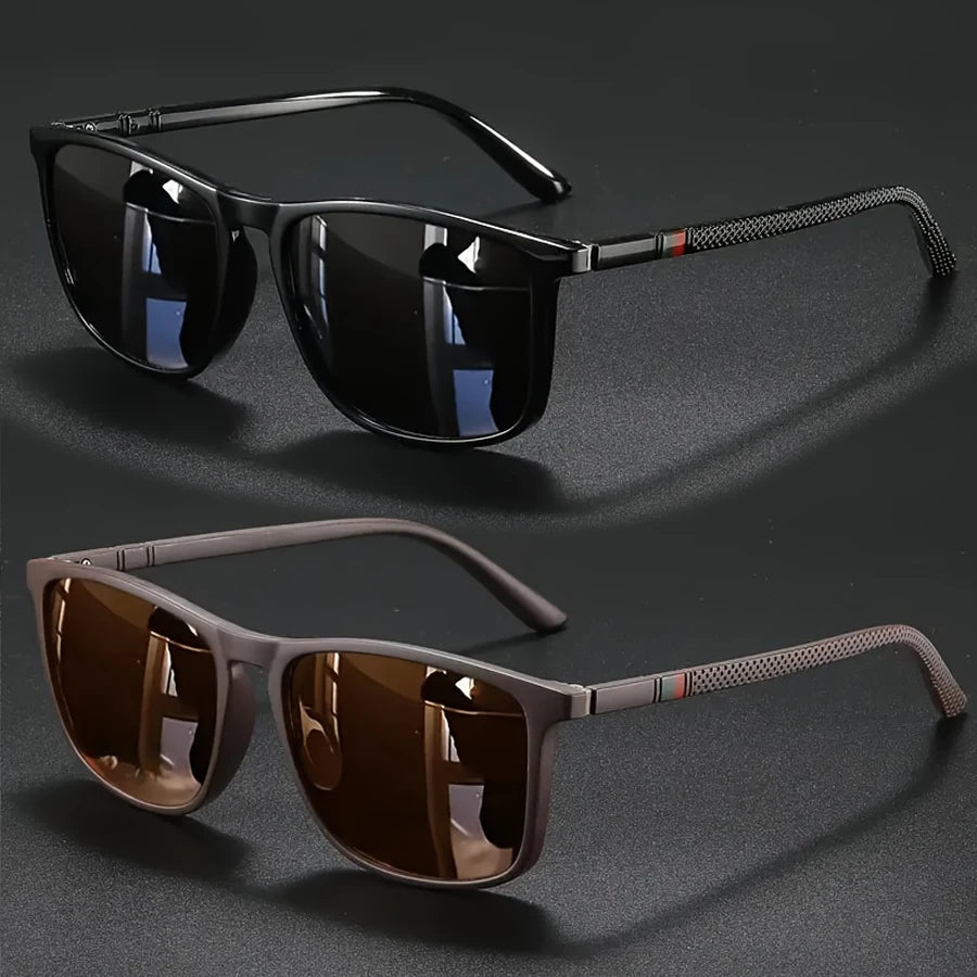 Luxury Square Vintage Sunglasses for Men & Women – 2 Pack (UV400 Protection)