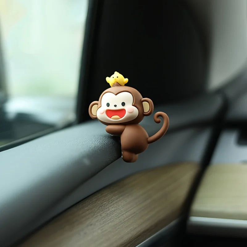 1/2pcs Cute Mini Monkey Car Pendant - PVC material, suitable for rearview mirror and dashboard decoration