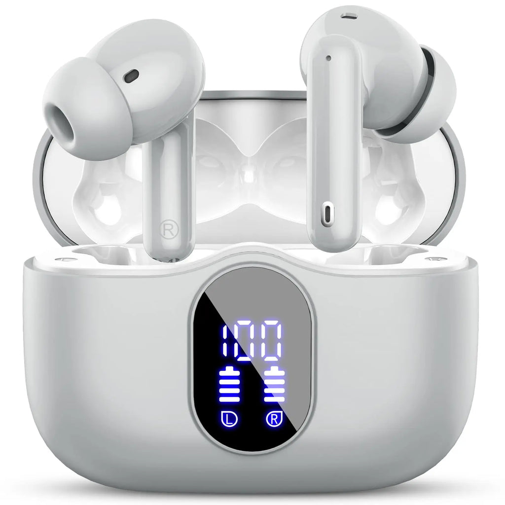 Wireless Earbuds with Bluetooth 5.3, In-Ear Headphones Featuring 4 ENC Mics and 36 Hours of Playtime, LED Display Included.