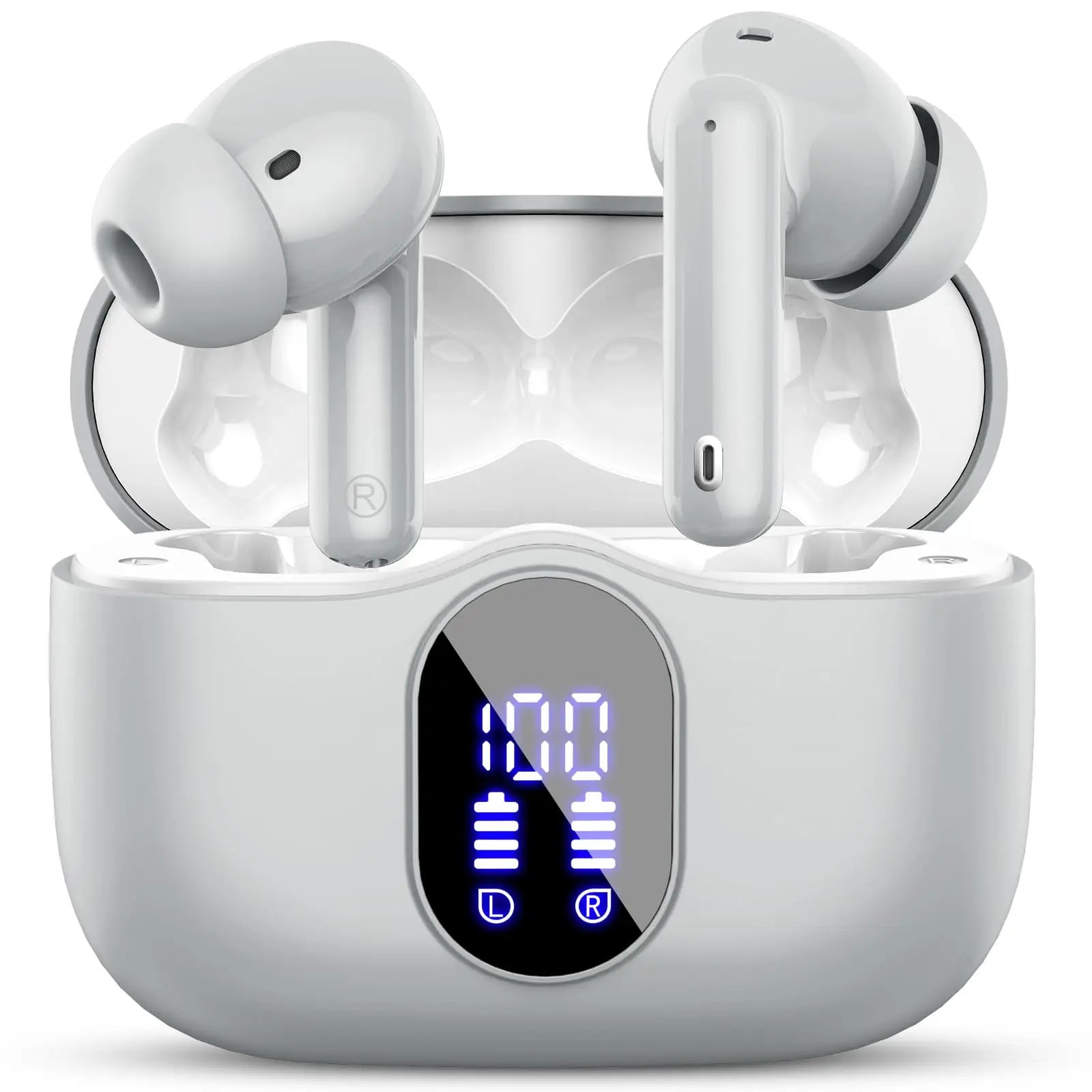 Wireless Earbuds with Bluetooth 5.3, In-Ear Headphones Featuring 4 ENC Mics and 36 Hours of Playtime, LED Display Included.