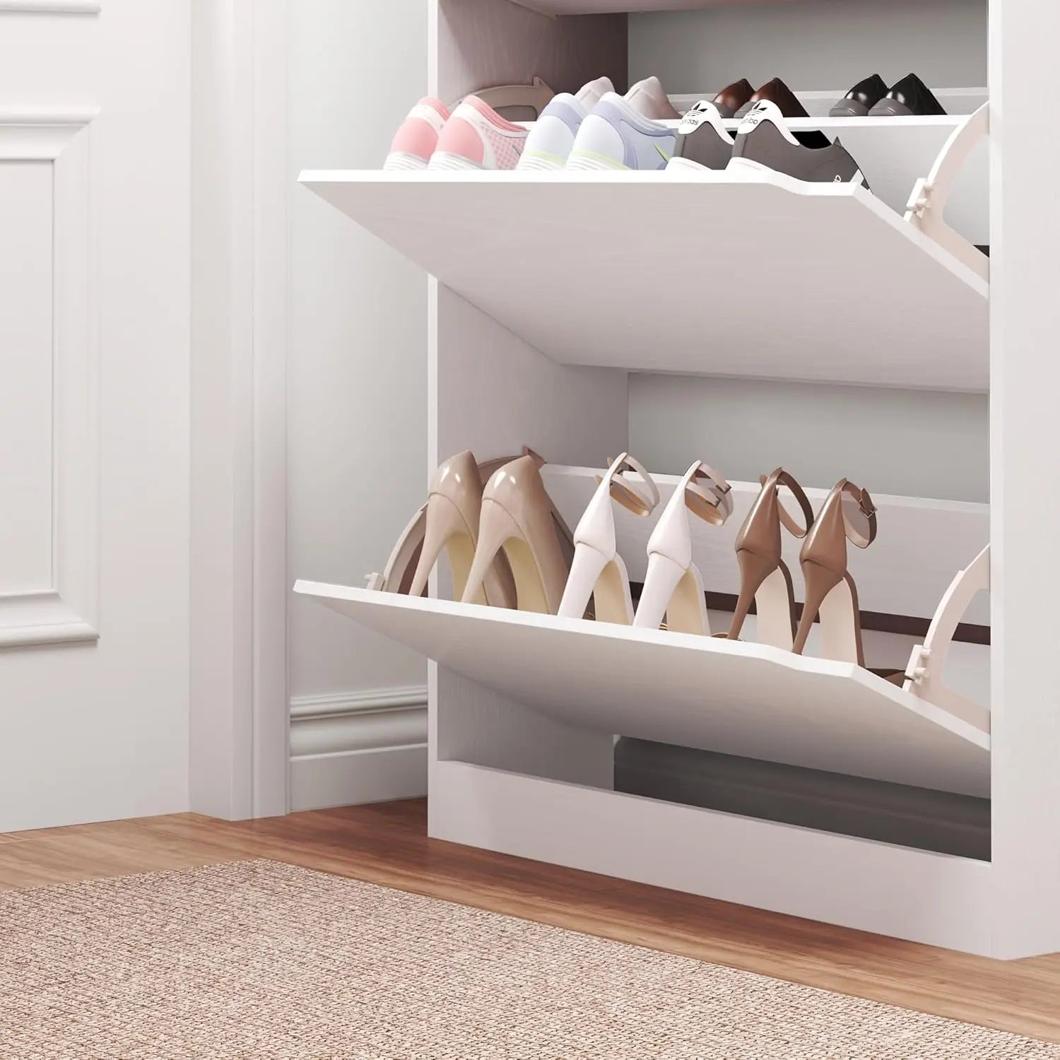 Shoe Cabinet with 3 Flip Drawers, Hidden Wood Shoe Cabinet,Freestanding Shoe Storage Cabinet for Entryway, Customized