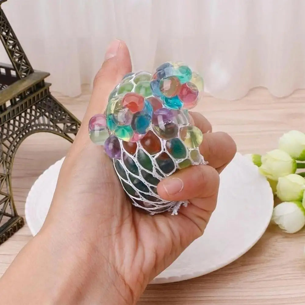 Stress Relieve Rainbow Squeeze Toys Rainbow Mesh Ball Stress Squeeze Grape Toys Soft Elastic Anxiety Relief Stress Ball