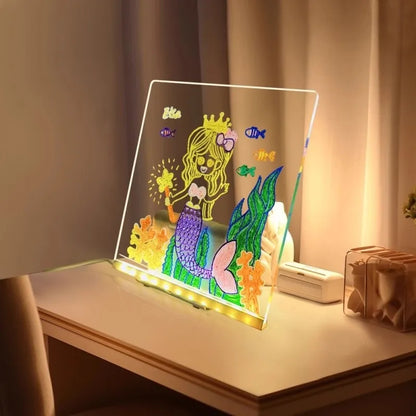 LED Light Up Doodle Pad Reusable Erasable Fluorescent Drawing Board Kids Art Painting Toy Party Gift