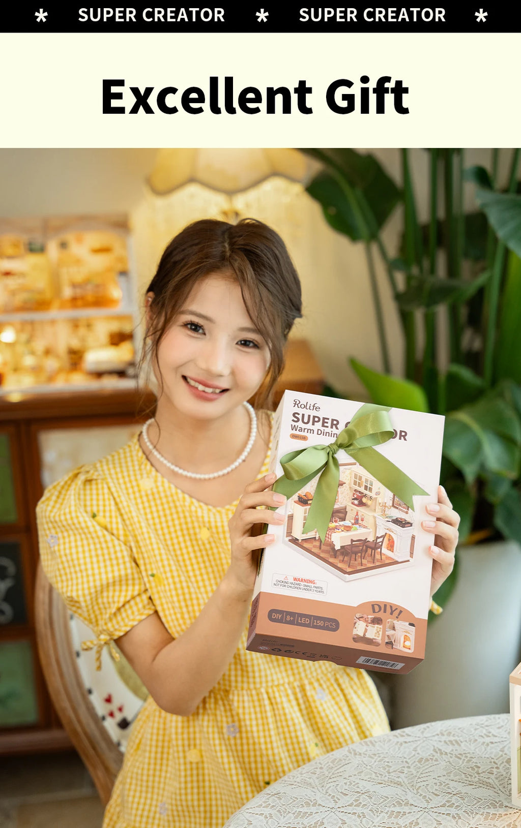 Robotime DIY Miniature Dollhouse Kit Supply Store with LED Lights Birthday Gift Adults Teens
