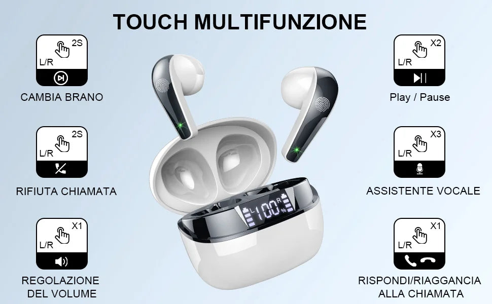 Wireless Earbuds Bluetooth 5.3 In-Ear Headphones Dual ENC Mic 35H Playtime Sport Waterproof