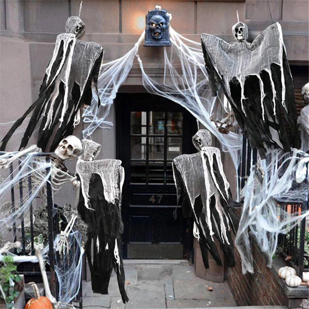 Halloween Decorations – Hanging Skull Ghost or White Spider Web