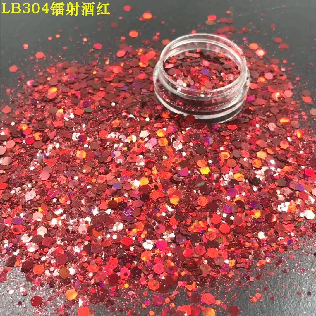 24 Colors Holographic Chunky Glitter 24 Colors Total Laser Nail Glitter Flakes Chunky Holographic Laser Nail Glitter