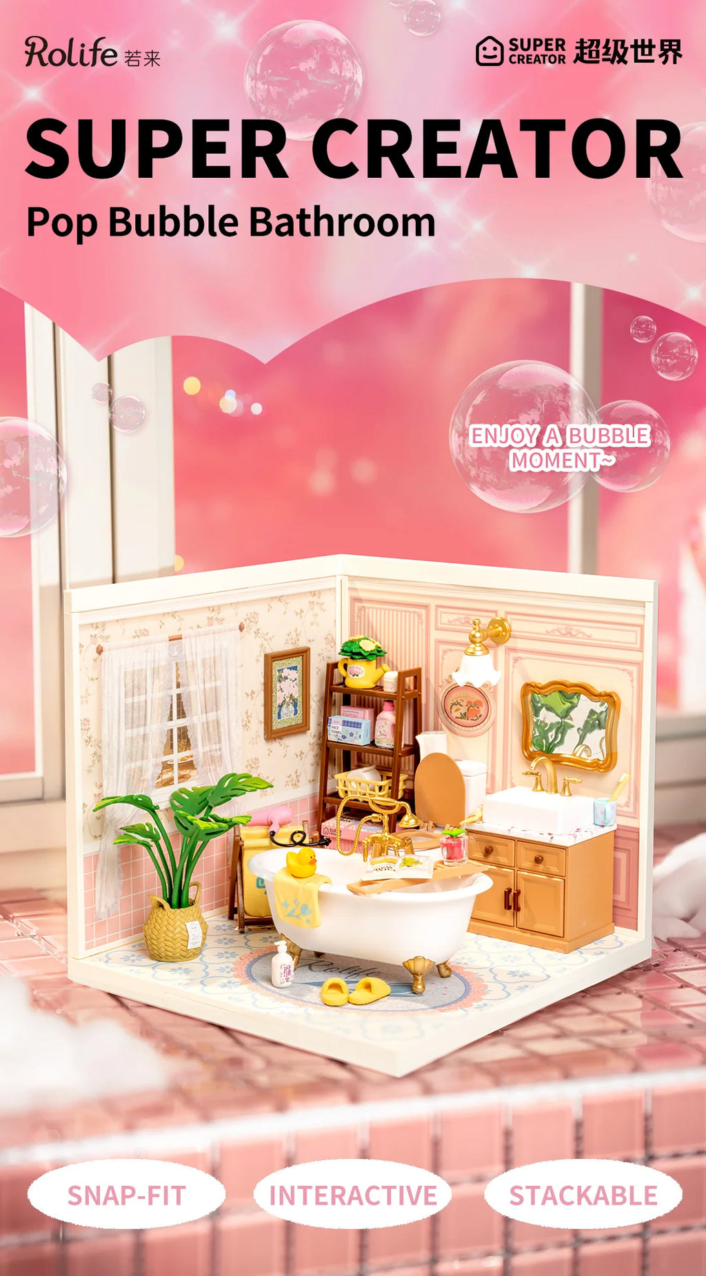 Robotime DIY Miniature Dollhouse Kit Supply Store with LED Lights Birthday Gift Adults Teens