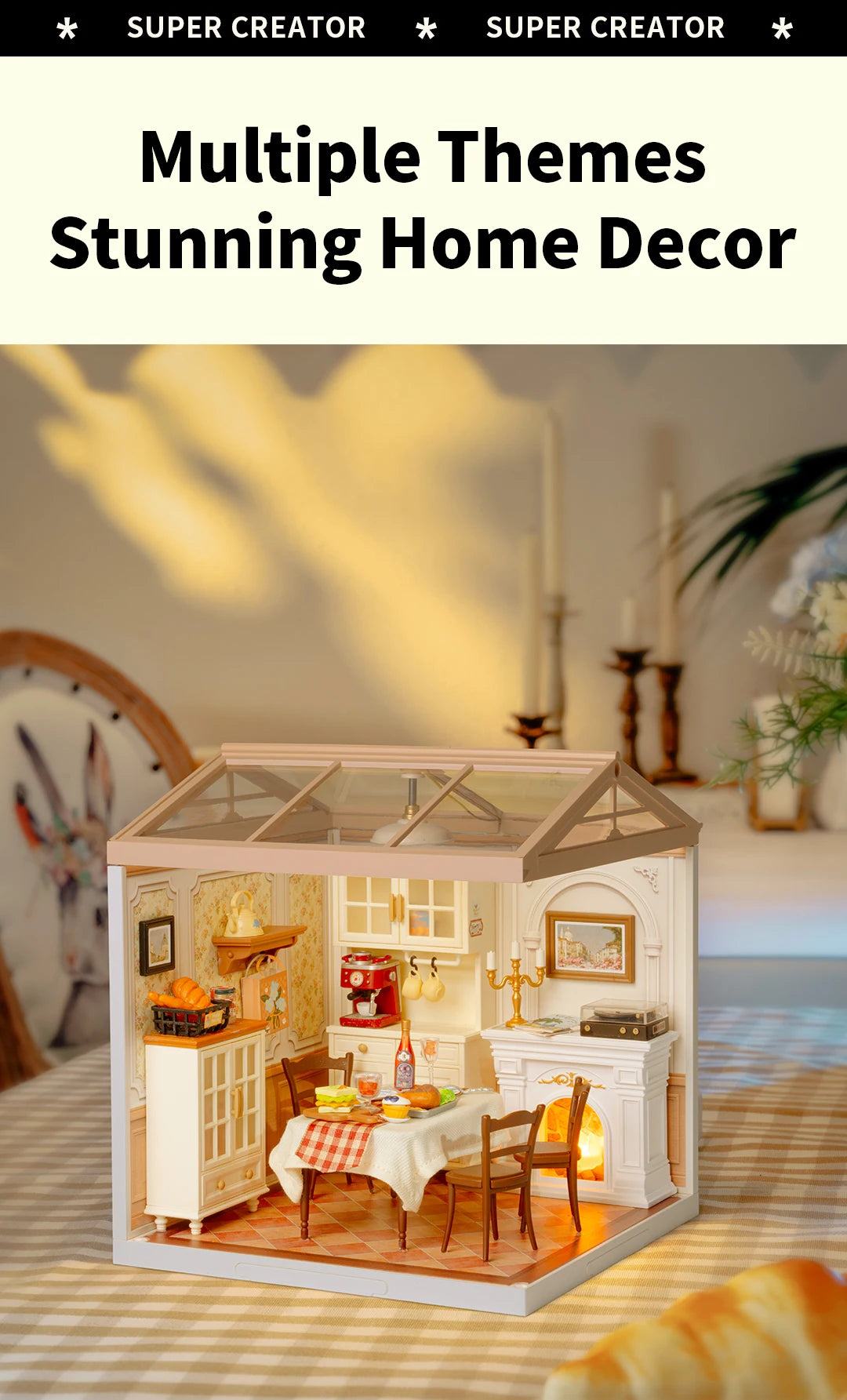 Robotime DIY Miniature Dollhouse Kit Supply Store with LED Lights Birthday Gift Adults Teens