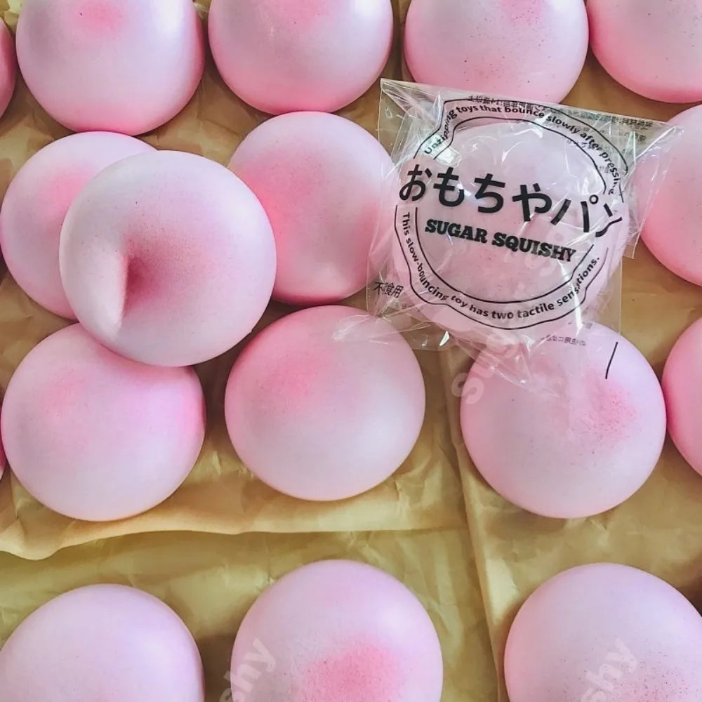 Squishy Simulated Pink Buns Squeeze Toy Soft Stress Relief Slow Rising Sensory Fidget for Anxiety ADHD Autism Gifts for Kids
