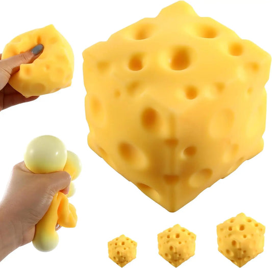 Cheese Squishy Stress Relief Fidget Toy – Soft Squeeze Cheese Block, Holiday & Birthday Gift