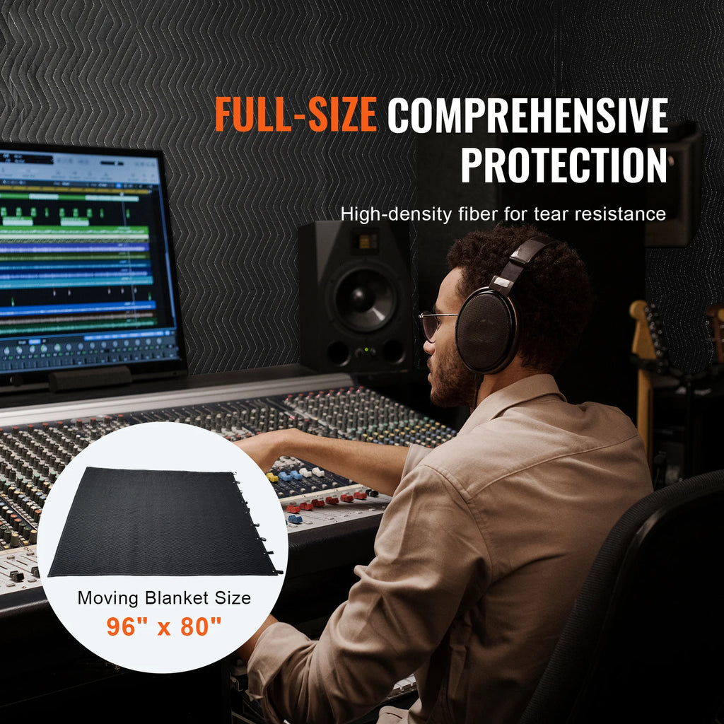 Sound Dampening Blanket 96x80 - Studio Acoustic Noise Blocking with Grommets