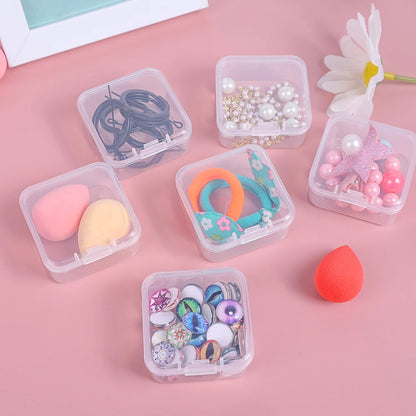 60/6PCS Mini Storage Box Transparent Plastic Jewelry Storage Box Container Portable Earring Ring Earplugs Packaging Storage 2042