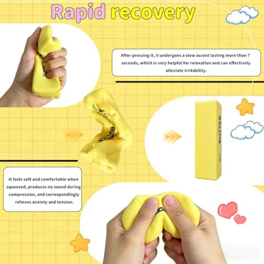 New product tasting price Slow Rebound Cute Butter Squeeze Stress Balls, 2026 New Realistic Soft Butter Stick Fidget Toy, Slow