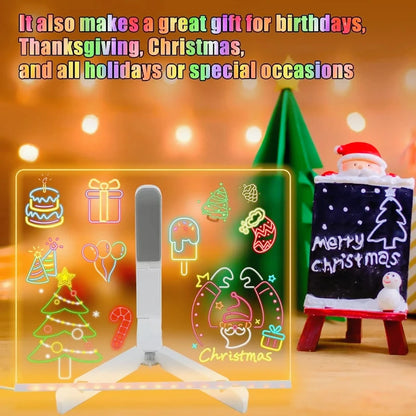 DIY LED Note Board Night Light Colorful 7 Pens Acrylic Message Drawing Board Kids Birthday Gift