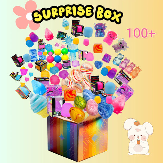 100+Pcs Squishy Blind Box Toys Assorted Slow Rebound Fidget Toy Set Stress Relief Sensory Toys Axolotl Gift for Kids Party