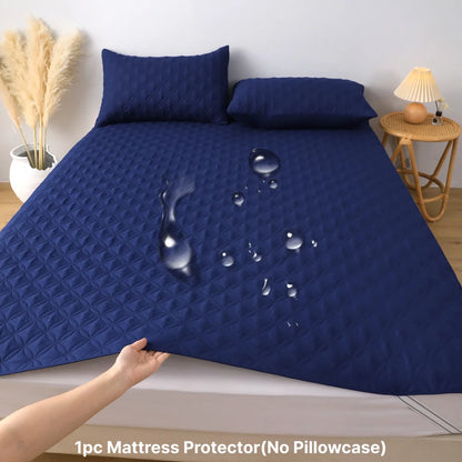 Waterproof Mattress Protector Cover with Elastic Band Soft Breathable Mattress Pad for Bed Grey/White/Green/Blue