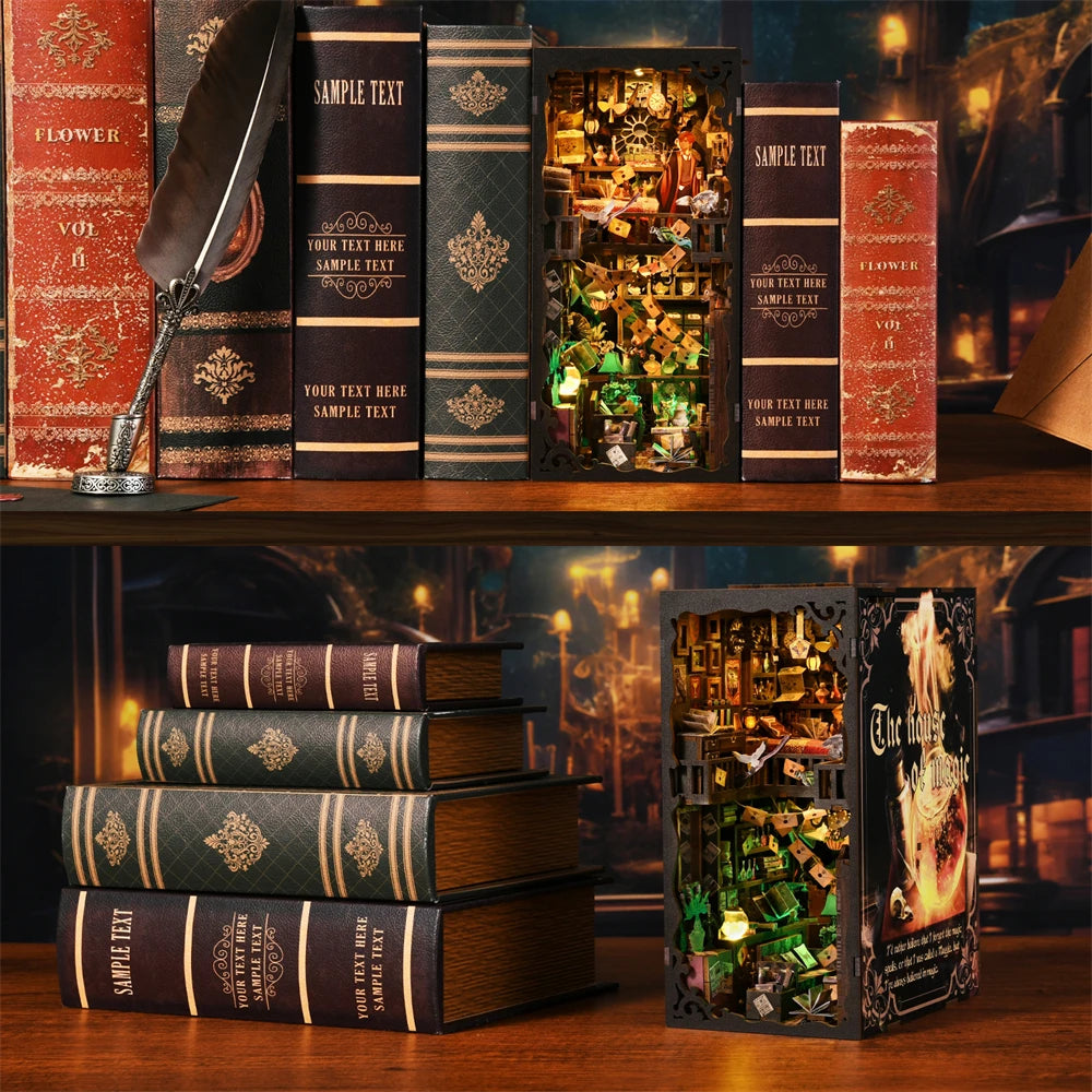 Robotime Book Nook Kit Magic House DIY Wooden Puzzle Bookshelf Insert Fantasy Decor Gift Adults Teens