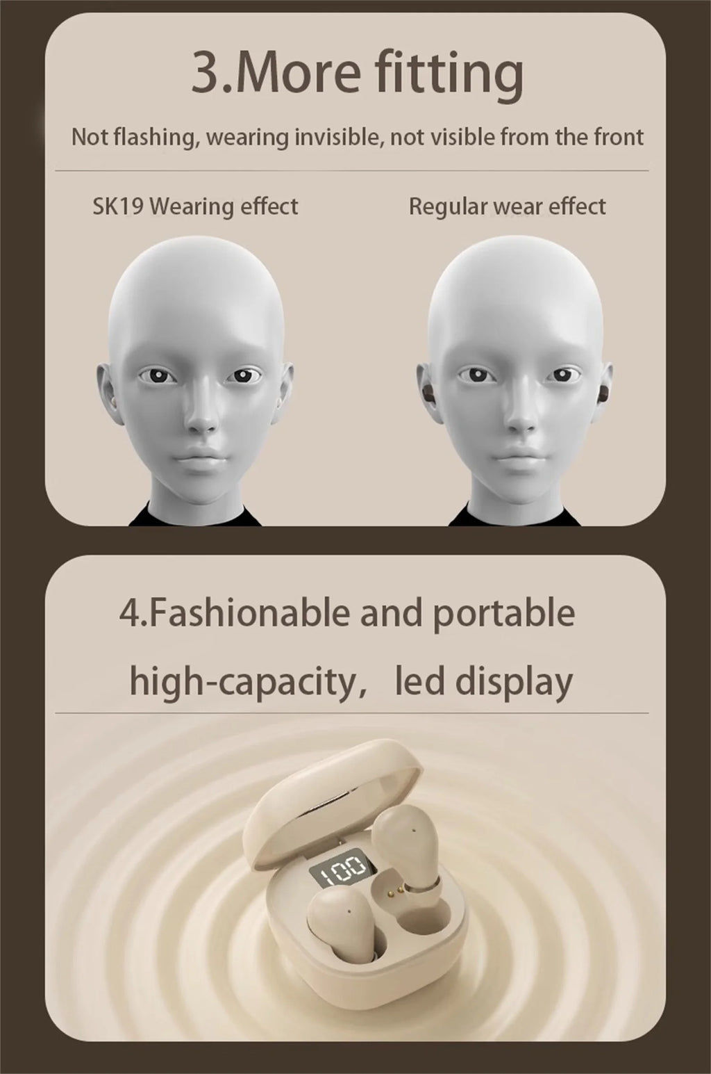 SHUKE SK19 Mini Invisible Earbuds Bluetooth 5.3 – Sleep & Sport, IPX5 Waterproof, 480H Standby
