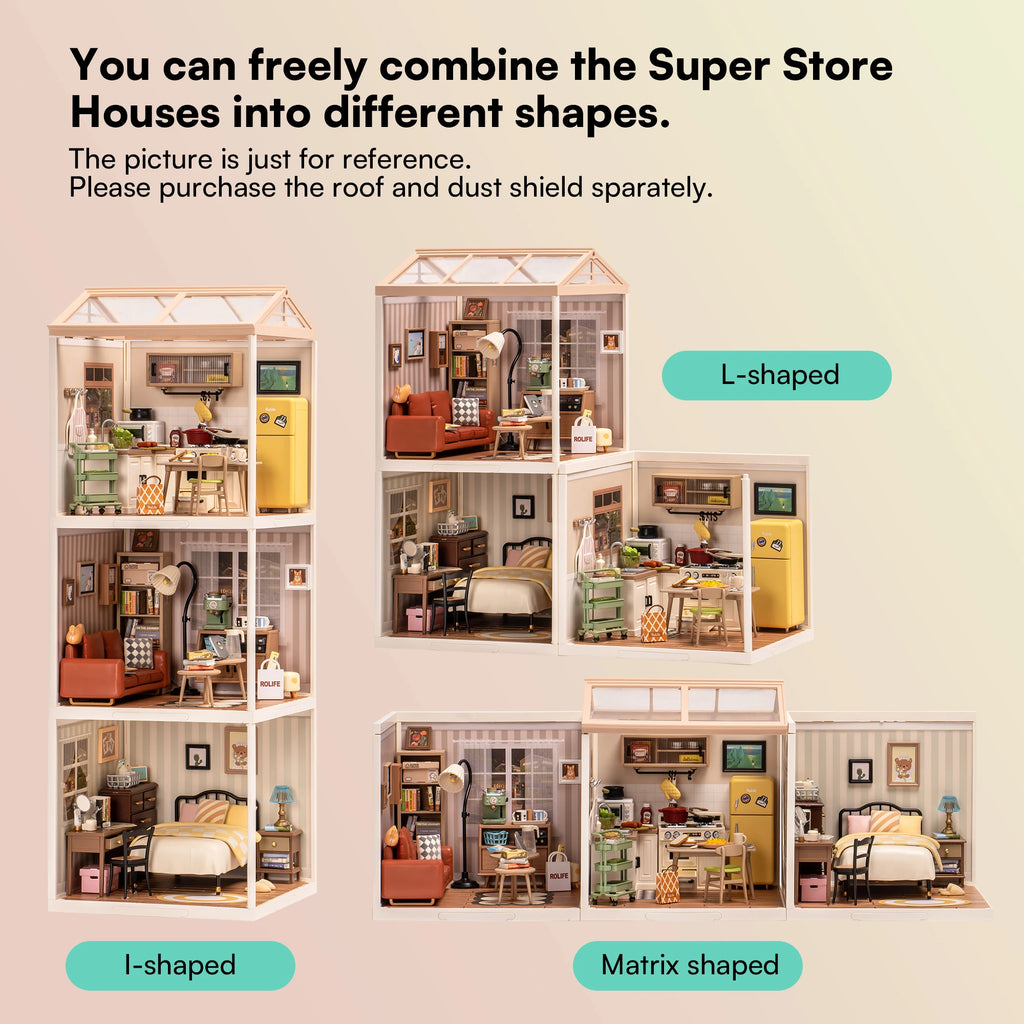 Robotime Rolife Cozy Living Lounge DIY Miniature House Kit 3D Puzzle Building Blocks Gift Adults Kids