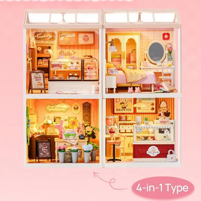 Robotime Rolife 3D Puzzle Lovely Pink Bedroom DIY Miniature House Kit Building Blocks Gift Girls Kids