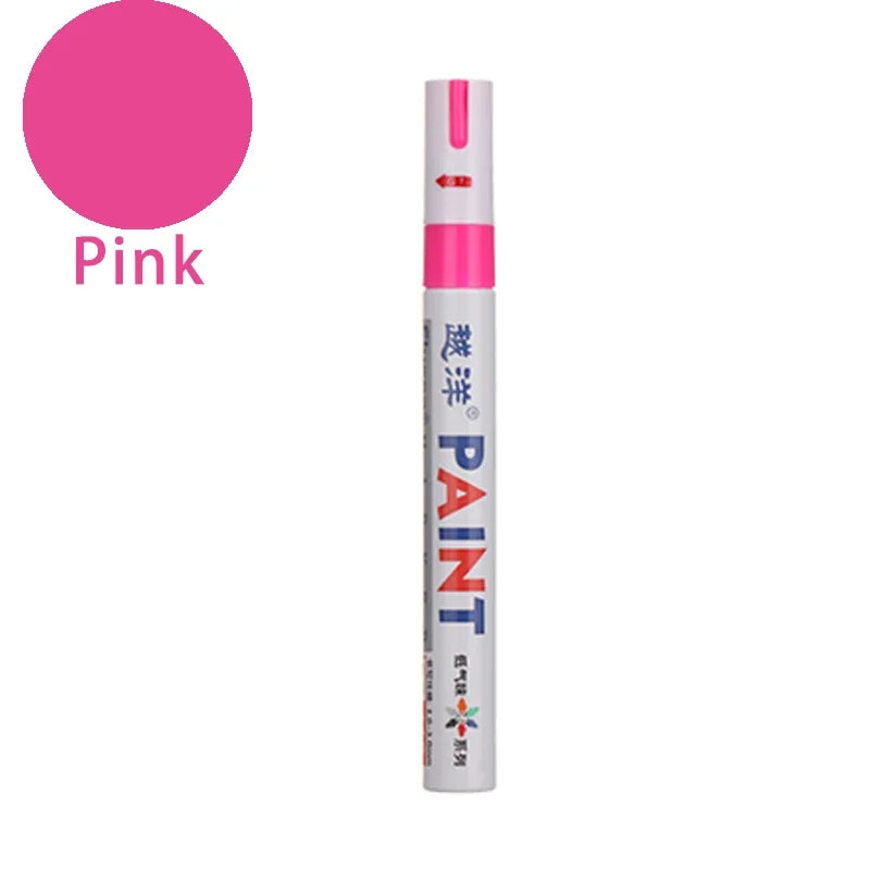Car Paint Scratches Repair Brush Pen Waterproof Water Paint Marker Pen Car Tire Tread Care Automotive Black White Red Silver