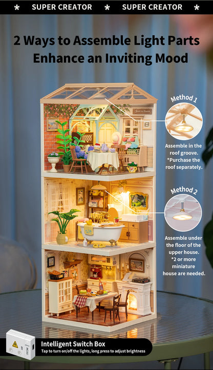Robotime DIY Miniature Dollhouse Kit Supply Store with LED Lights Birthday Gift Adults Teens