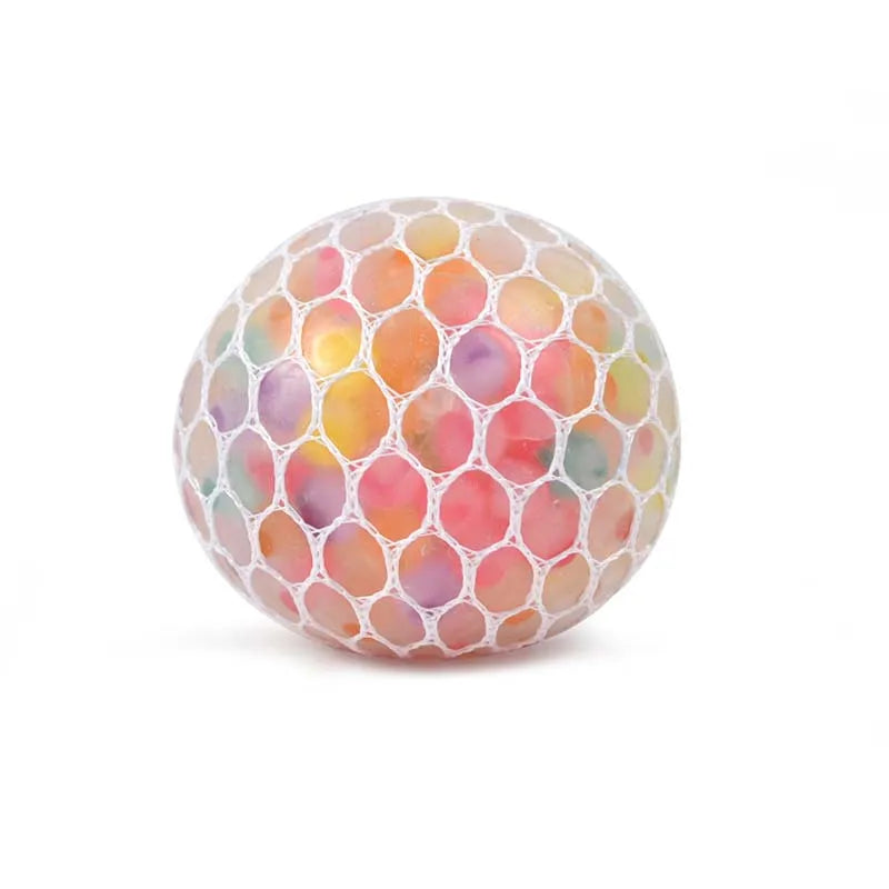 Squeeze Mesh Ball Toy Ball Stress Relief Fidget Toy Colorful Beads Inside Soft Squishy Ball For Adults Funny Decompression Toys