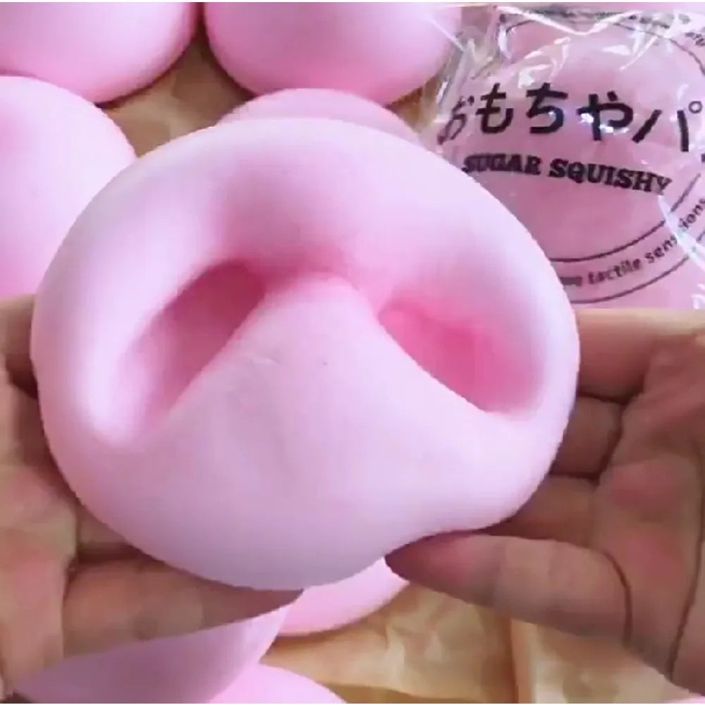 Squishy Simulated Pink Buns Squeeze Toy Soft Stress Relief Slow Rising Sensory Fidget for Anxiety ADHD Autism Gifts for Kids