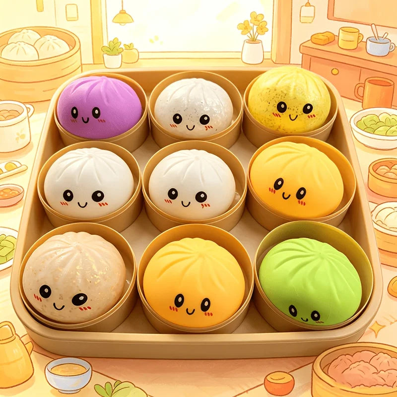 2026 New Style Simulated Super Soft Steamed Bun Gift Cute Squishy Squeeze Desk Decor for Anxiety Relief Fluffy Slow Rebound Squishies Pocket Stress Helper