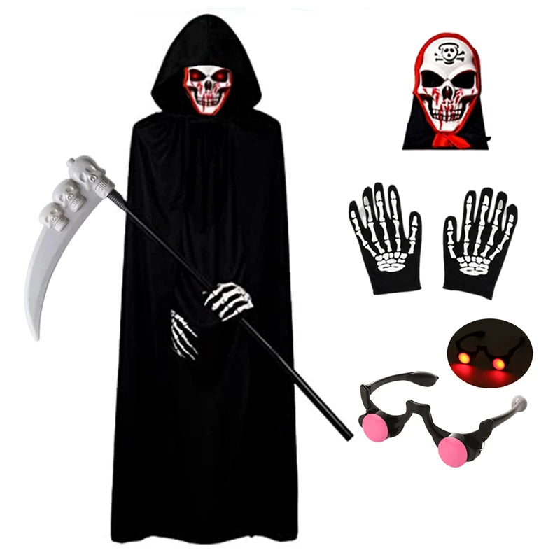 Kids’ Grim Reaper Halloween Costume – Red-Eye Design