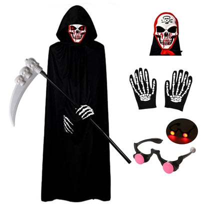 Kids’ Grim Reaper Halloween Costume – Red-Eye Design