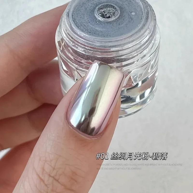 1jar Plating Aurora Chrome Nail Powder High-Gloss Moonlight Mirror Fine Glitter Pigment Aurora Pearl  Rubbing Dust Chrome Nails