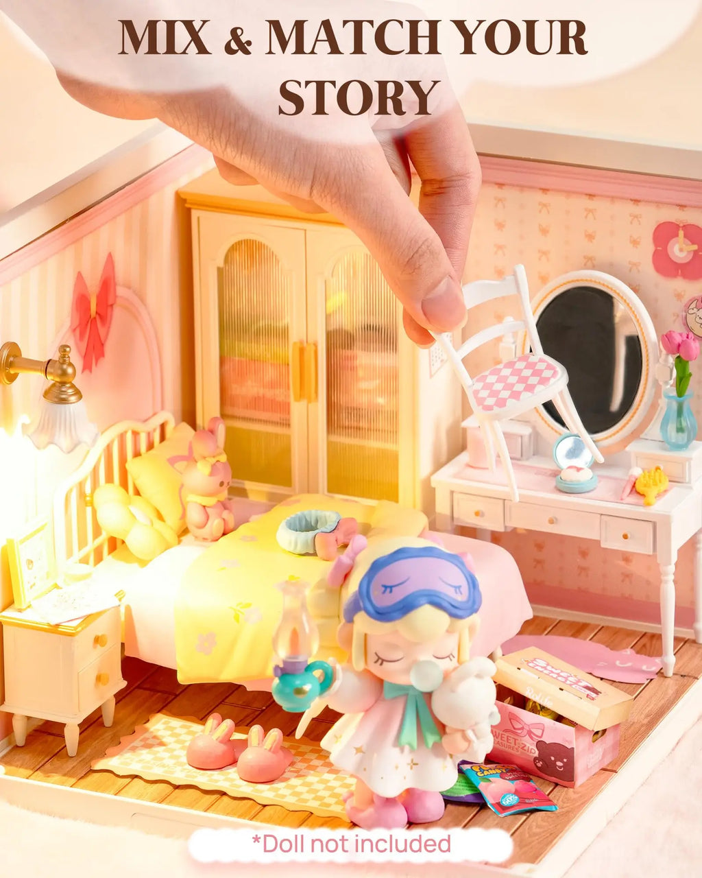 Robotime Rolife 3D Puzzle Lovely Pink Bedroom DIY Miniature House Kit Building Blocks Gift Girls Kids