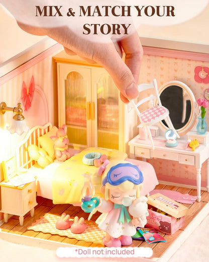 Robotime Rolife 3D Puzzle Lovely Pink Bedroom DIY Miniature House Kit Building Blocks Gift Girls Kids